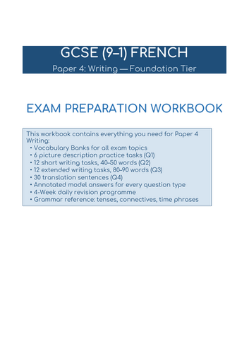 SAMPLE New Edexcel (2024) French  Foundation workbook