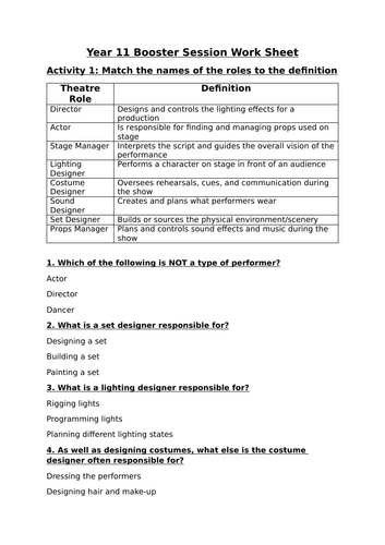 Blood Brothers Exam Prep W/Sheet
