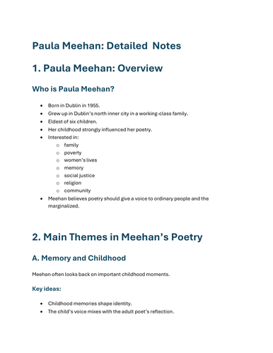 Paula Meehan Revision Pack