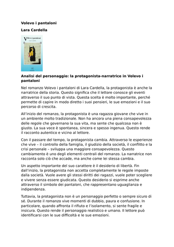 Volevo i pantaloni – Lara Cardella – Characters: Narrator
