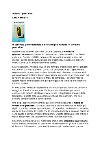 Volevo i pantaloni – Lara Cardella – Generational Conflict
