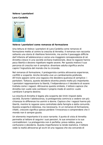 Volevo i pantaloni – Lara Cardella – Volevo i pantaloni as a coming-of-age narrative