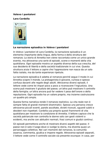 Volevo i pantaloni – Lara Cardella – Episodic Narrative