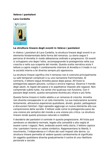 Volevo i pantaloni – Lara Cardella – Linear Structure of Events