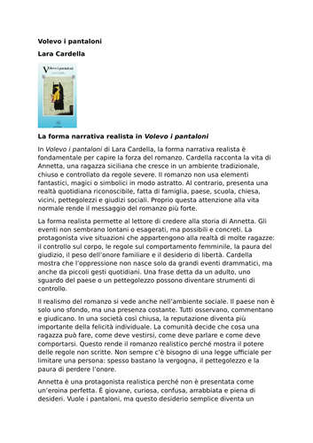Volevo i pantaloni – Lara Cardella – Realist Narrative Form