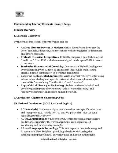 AI Ethics & Song Analysis (Rubric + Key)