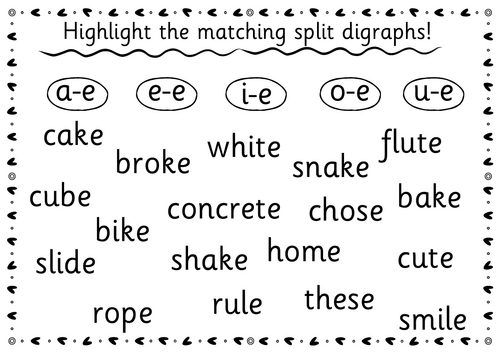 Highlighter Phonics Activity