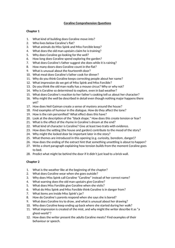 Coraline Comprehension Questions