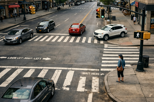 ADVICE ON CROSSING THE STREET AT AN INTERSECTION
