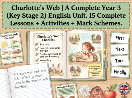 Charlotte's Web | Year 3 English Unit | 15 Complete Lessons + Resources + Marking Scheme