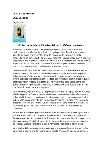 Volevo i pantaloni | Lara Cardella | The Conflict between Individuality and Tradition
