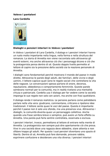 Volevo i pantaloni | Lara Cardella | Dialogues and Inner Thoughts