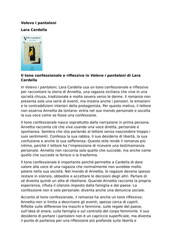 Volevo i pantaloni | Lara Cardella | The Confessional and Reflective Tone