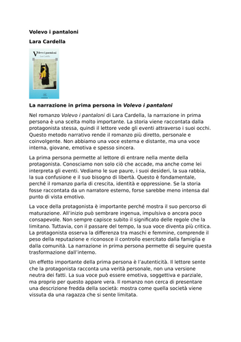 Volevo i pantaloni | Lara Cardella | First-Person Narration