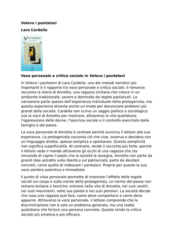 Volevo i pantaloni | Lara Cardella | Personal Voice and Social Criticism