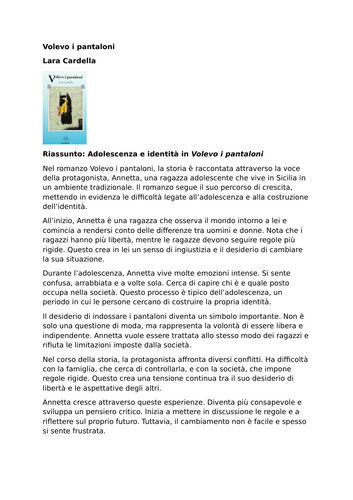 Volevo i pantaloni | Lara Cardella | Summary and Analysis