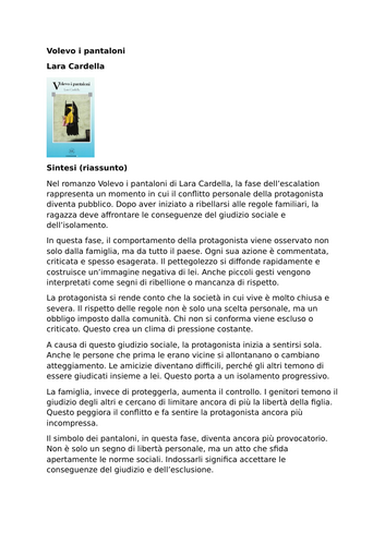 Volevo i pantaloni | Lara Cardella | Summary and Analysis