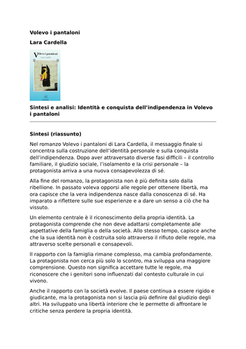 Volevo i pantaloni | Lara Cardella | Summary and Analysis