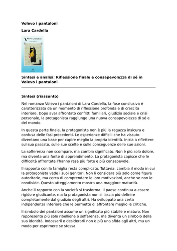 Volevo i pantaloni – Lara Cardella – Summary and Analysis