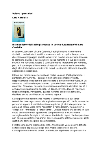 Volevo i pantaloni – Lara Cardella – The Symbolism of Clothing