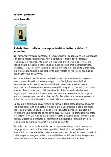 Volevo i pantaloni – Lara Cardella – The Symbolism of Education