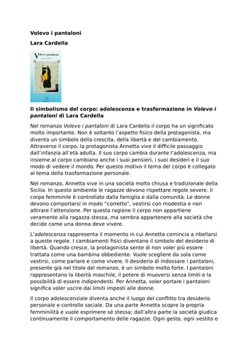 Volevo i pantaloni – Lara Cardella – The Symbolism of the Body