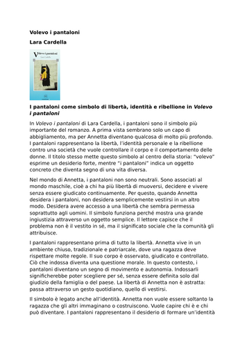 Volevo i pantaloni – Lara Cardella – Trousers as a Symbol of Freedom