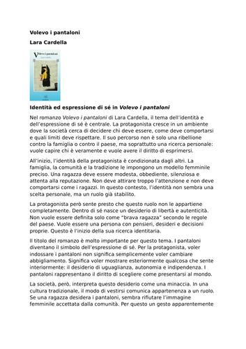 Volevo i pantaloni – Lara Cardella – Identity and Self-Expression