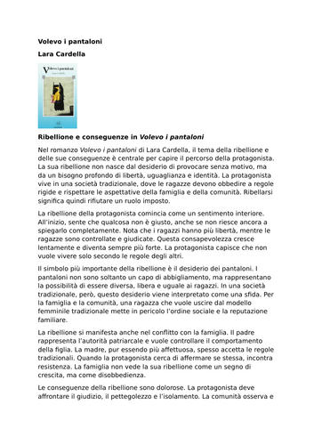Volevo i pantaloni – Lara Cardella – Rebellion and Consequences