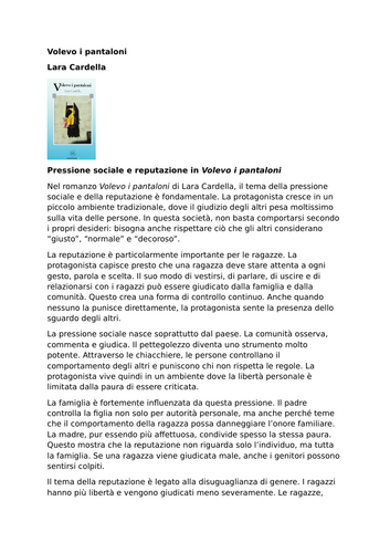 Volevo i pantaloni – Lara Cardella – Social Pressure and Reputation
