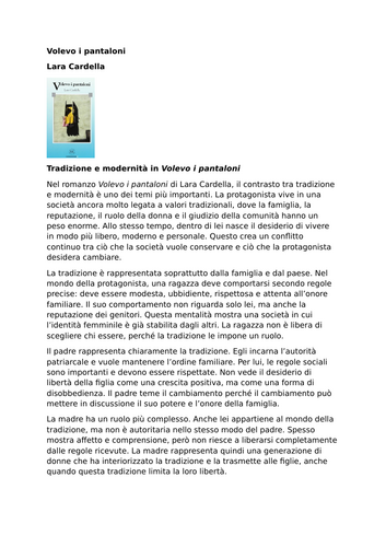 Volevo i pantaloni – Lara Cardella – Tradition and Modernity