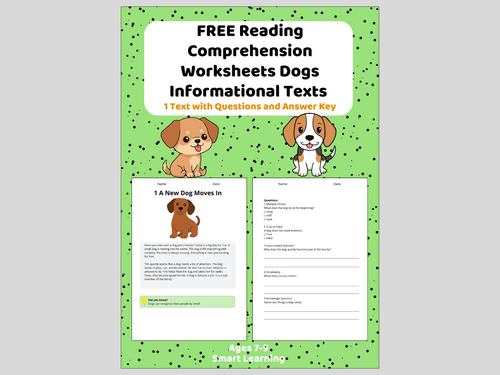 FREE: Reading Comprehension Dogs Worksheets - Grade 3 | Informational Texts