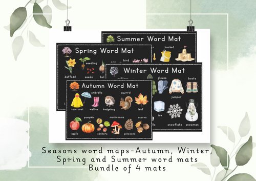 Seasons Word Mats – Spring, Summer, Autumn & Winter