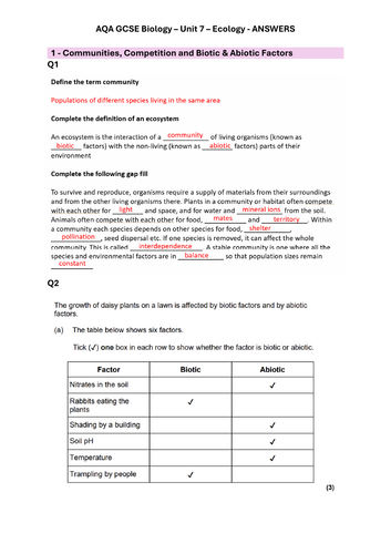 Complete AQA Unit 7 Revision Pack