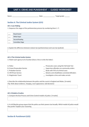 Criminology unit 4 revision resources WJEC