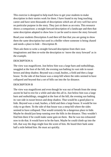Getting description to move the story forward