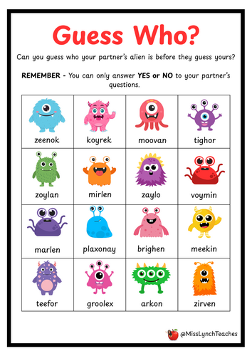 Phonics Screening Check - Guess Who Game