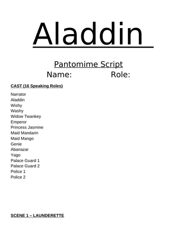 Alladin script primary show