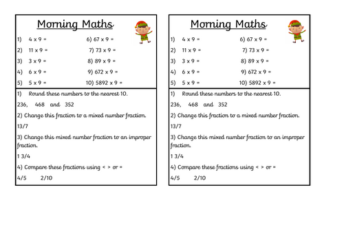 Year 5 Morning maths activities