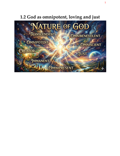 AQA RELIGIOUS STUDIES A CHRISTIANITY: 1.2 God as omnipotent, loving and just