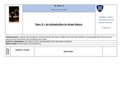 Dance lesson year 9- Introduction to street dance