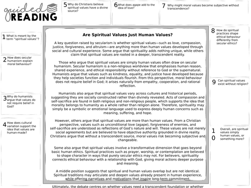 A-Level Religious Studies Secularism A level secularism Are Spiritual Values Just Human Values