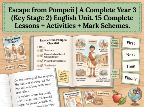 Escape from Pompeii | Year 3 English Unit | 15 Complete Lessons + Resources + Marking Scheme