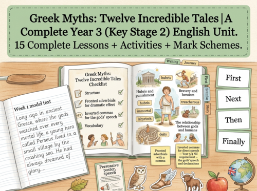 Greek Myths: Twelve Incredible Tales | Year 3 English Unit | 15 Complete Lessons + Resources
