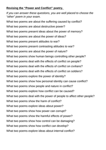 AQA GCSE Eng Lit Paper 2 Power and Conflict Quick Revision Spot Gaps