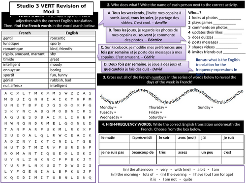 Studio 3 (Vert) Module 1 Knowledge Organiser / Revision Worksheet