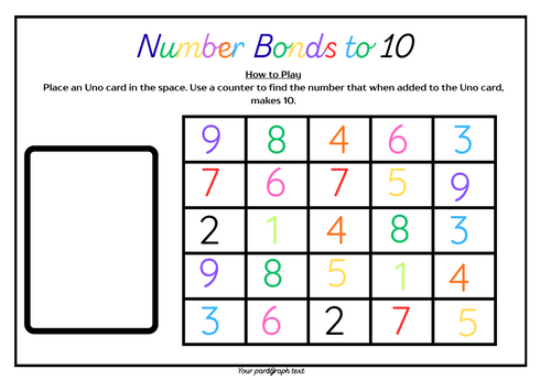 Set of 2 Number Bonds to 10 and 20 Uno Card Game