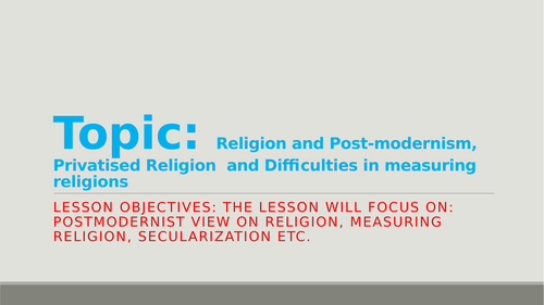 Religion and Post-modernism, Privatised Religion  and Difficulties in measuring religions