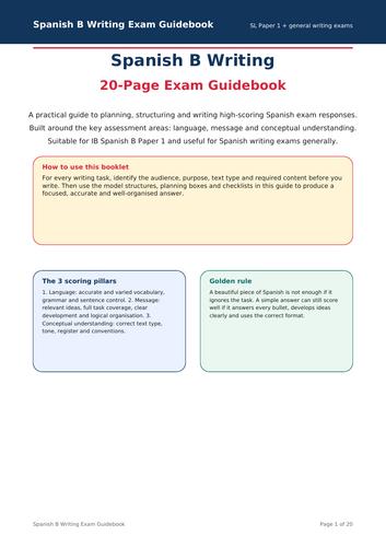 IB Spanish B writing exam guidebook