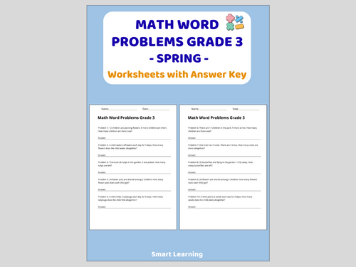 Math Word Problems for 3rd Grade – Spring (30 Problems and Solutions)